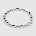 Onyx Gemstone Clover Bracelet (Silver)