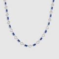 Blue Gemstone Clover Necklace (Silver)