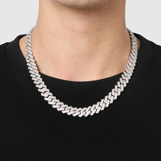 Prong Link Iced Cuban (Silver) 12mm