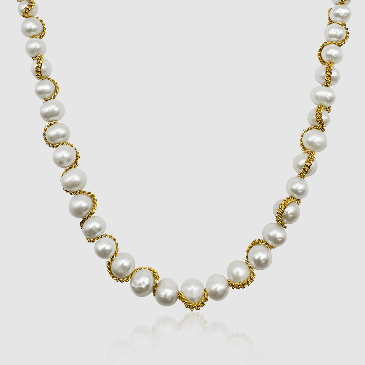 送料税込【CRAFTD London】Chained Real Pearl Necklace☆国内発 Men's Real Pearl Necklace with Gold Chain | CRAFTD London