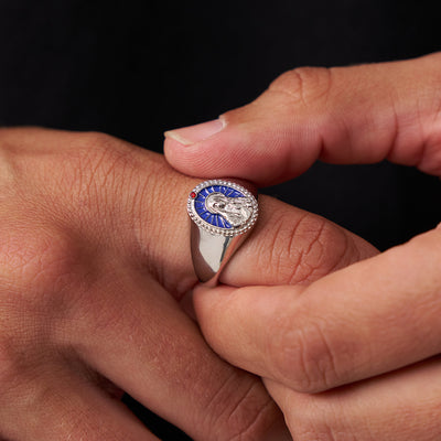 Enamel Virgin Mary Signet Ring (Silver)