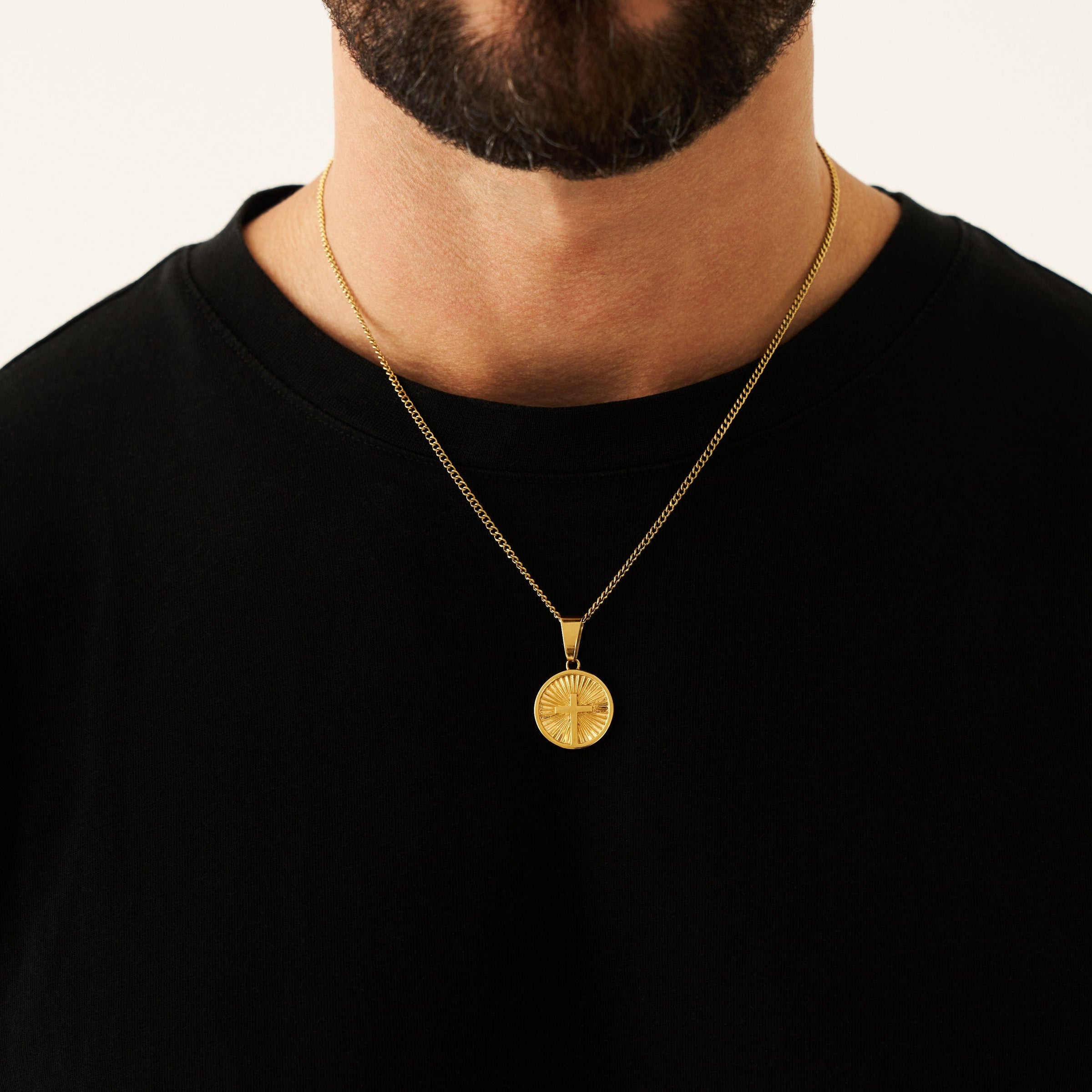 Gold Circle Cross Pendant for Men CRAFTD London