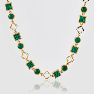Collar de piedra preciosa de cuarzo verde (oro)