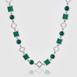Collar de piedra preciosa de cuarzo verde (plata)