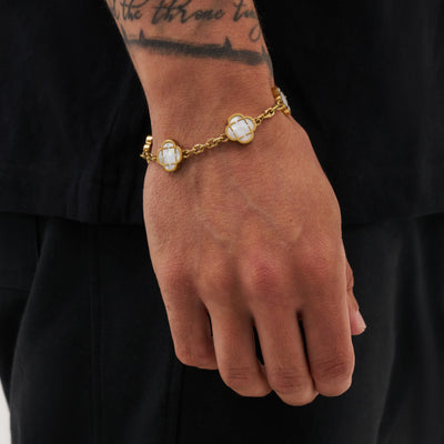 White Clover Stone Bracelet (Gold)