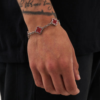 Red Clover Stone Bracelet (Silver)