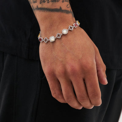 Iced Gemstone Bracelet (Silver)