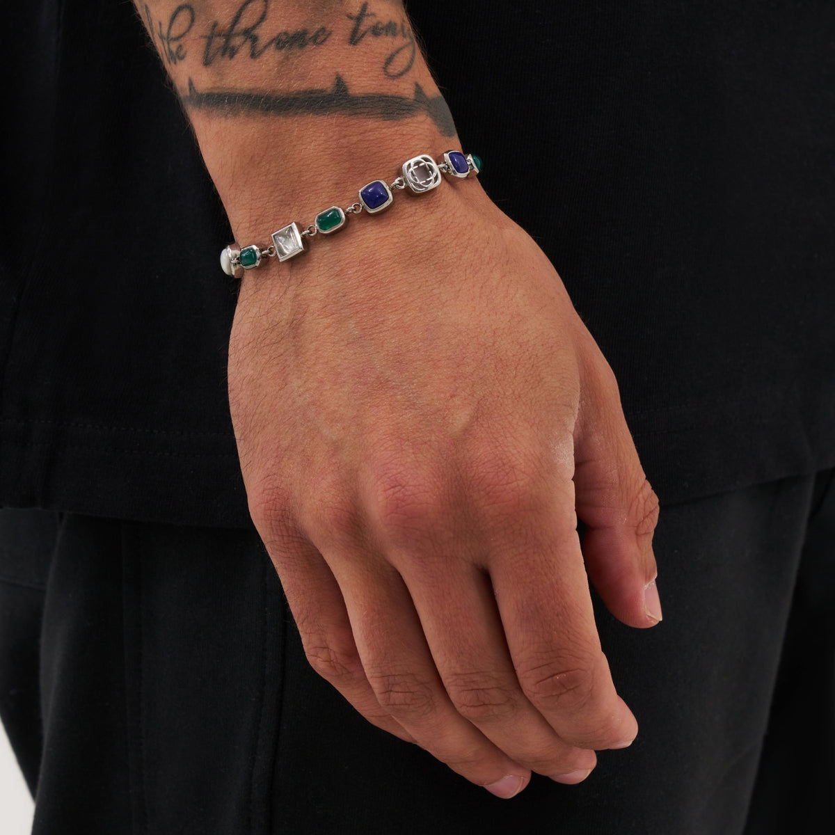 Blue Crystal Gemstone Bracelet (Silver)