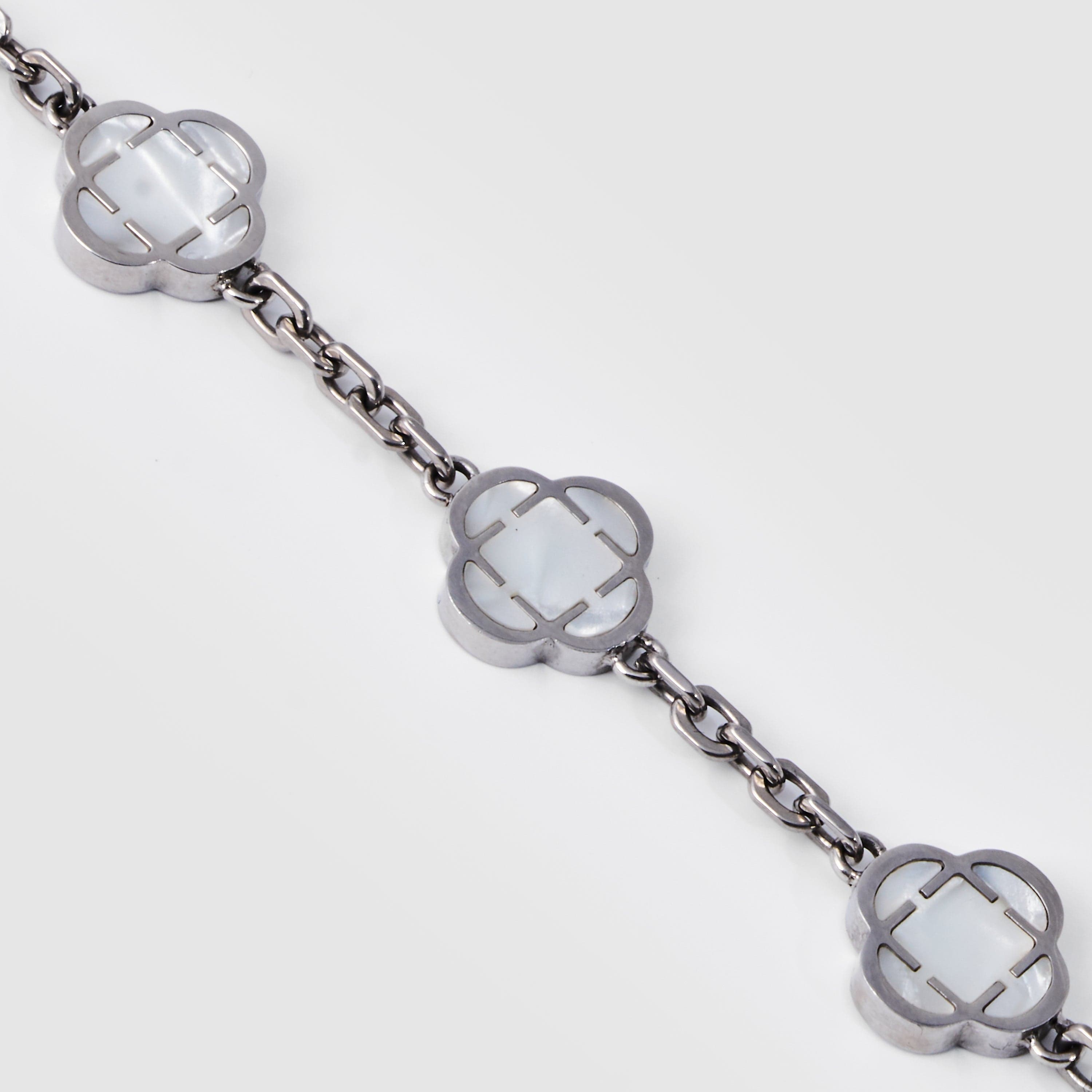 White Clover Stone Bracelet (Silver)