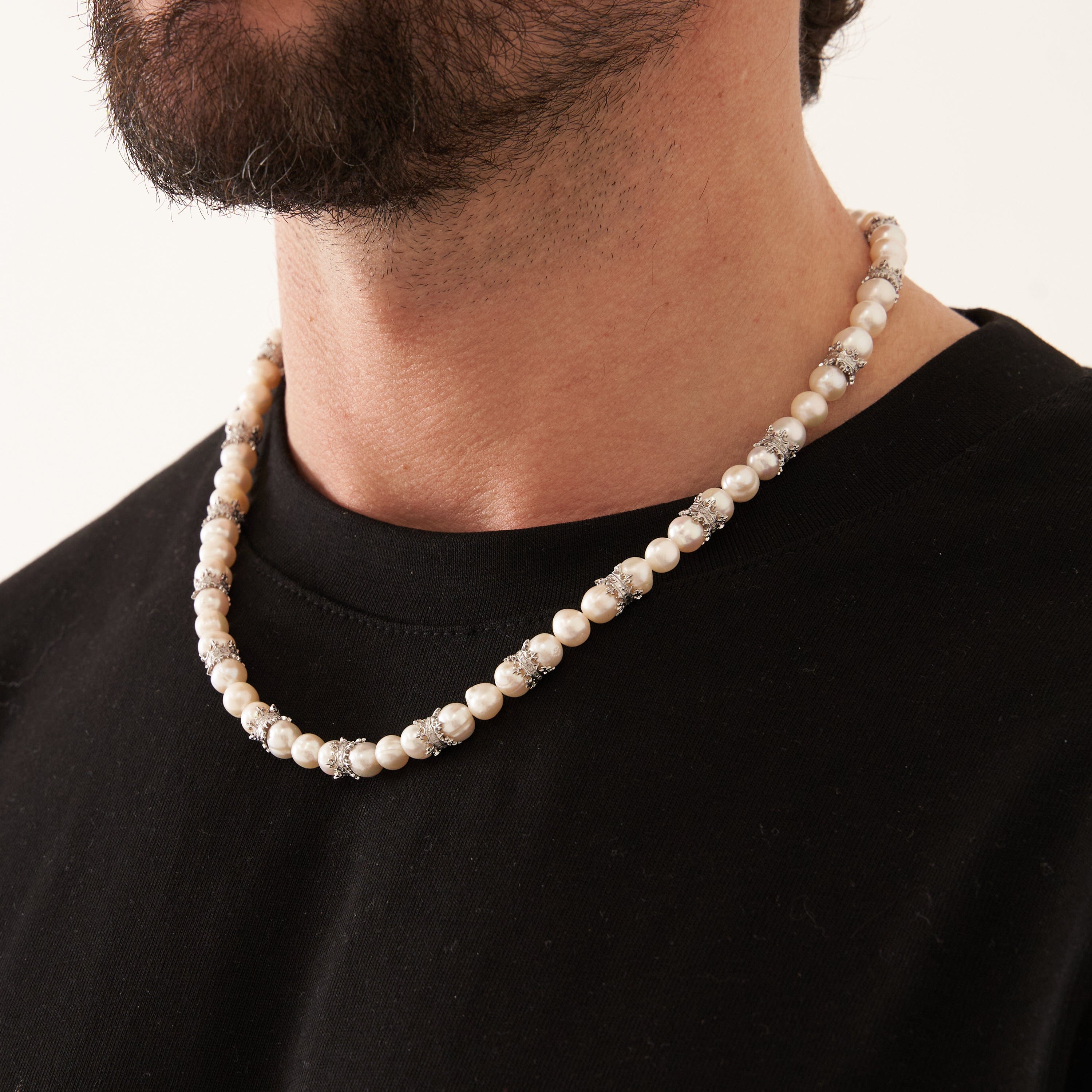 Crown Real Pearl Necklace (Silver)