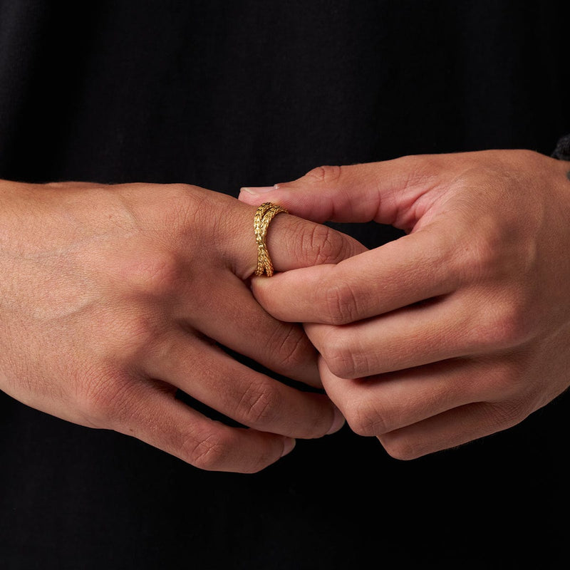Men's Rope Wrap Band Ring (Gold)