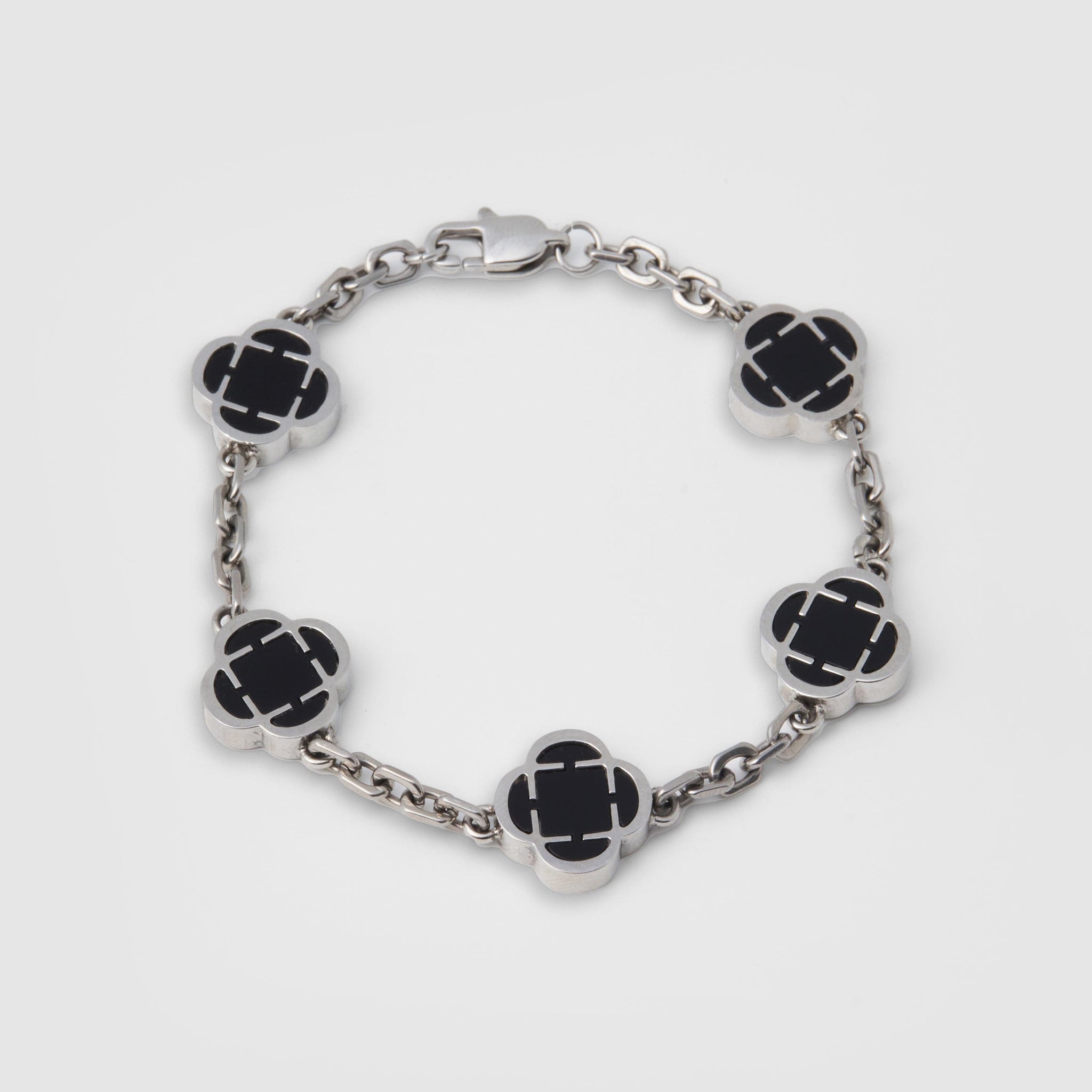 CLOVER BRACELET 5 MOTIFS SILVER MOP ONYX