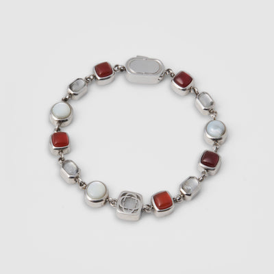 Red Crystal Gemstone Bracelet (Silver)