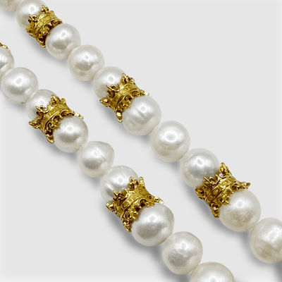 Crown Real Pearl Necklace (Gold)