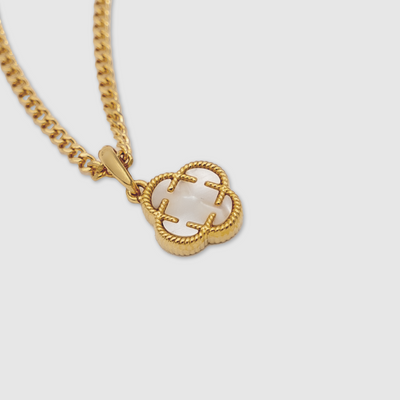 White Clover Stone Pendant (Gold)