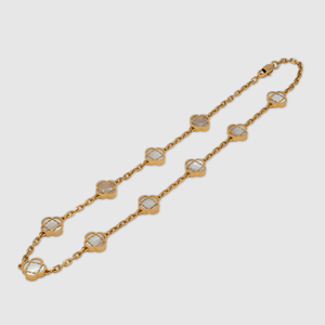 Collar de piedra de trébol blanco (oro)