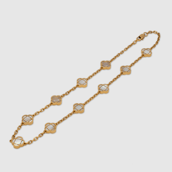 White Clover Stone Necklace (Gold)