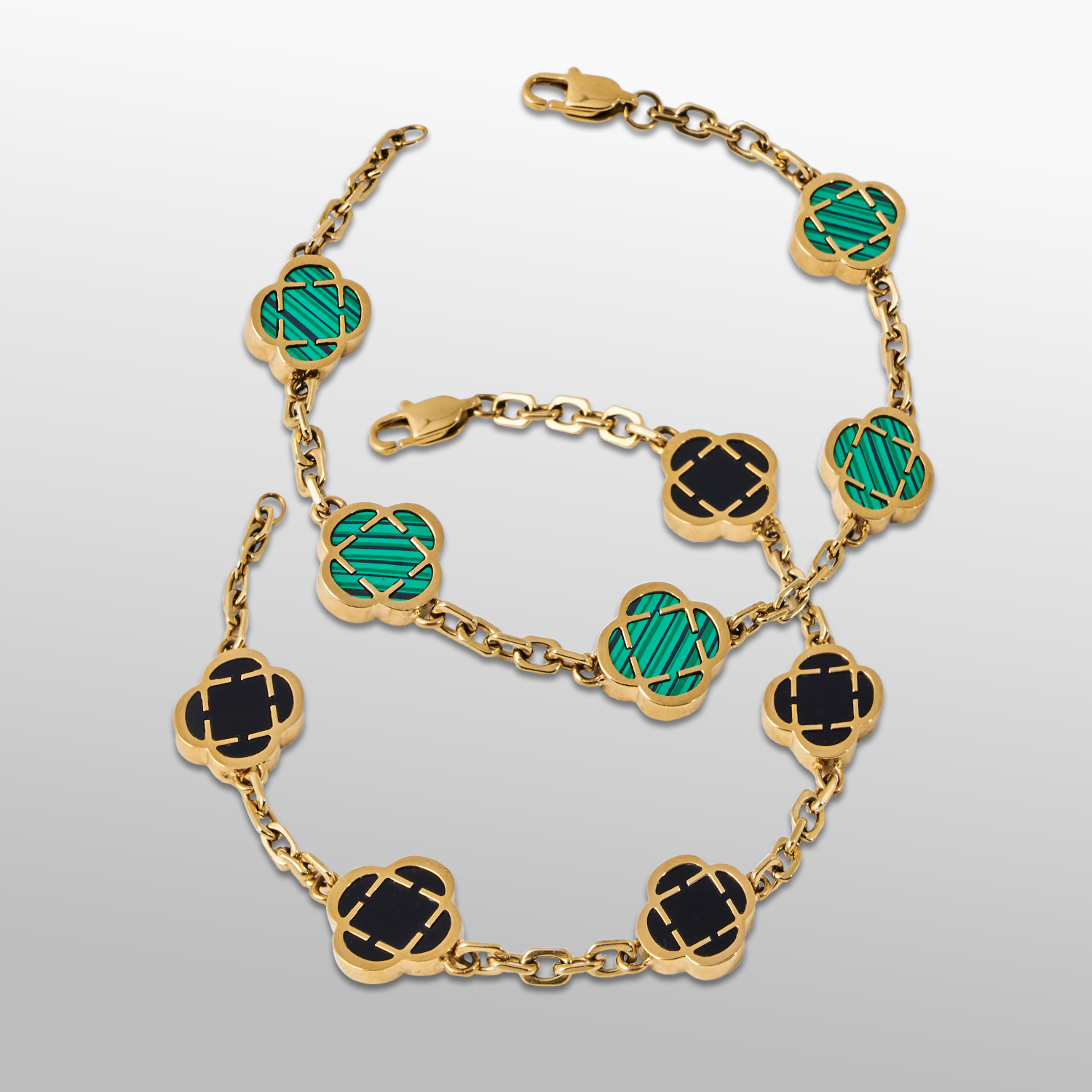 Clover Stone Bracelet Set (Gold)