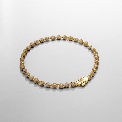 Pulsera con colgante de bola de hielo (oro) de 4 mm