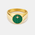 Malachite North Star Signet Ring (Gold)