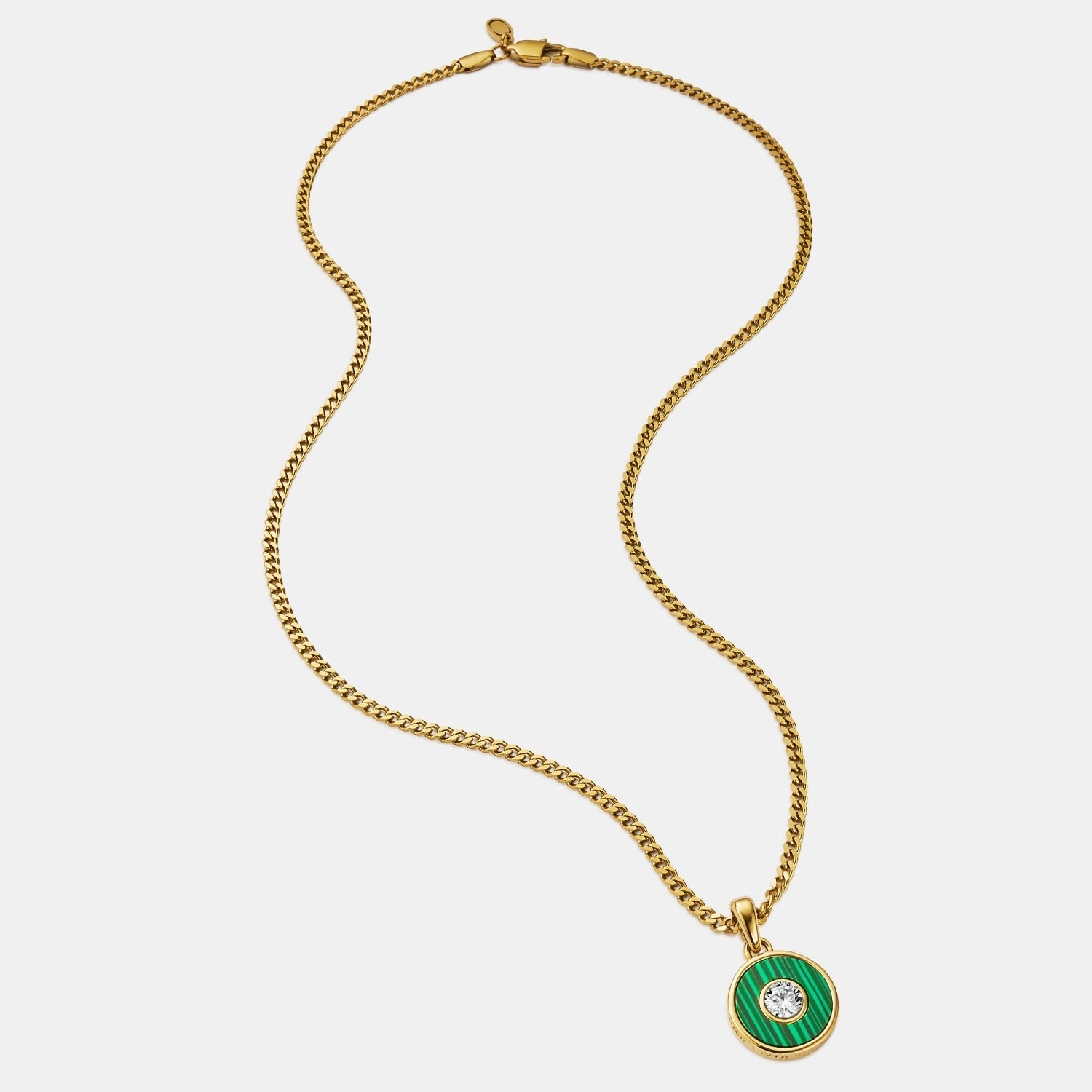 Malachite Round Gem Pendant (Gold)