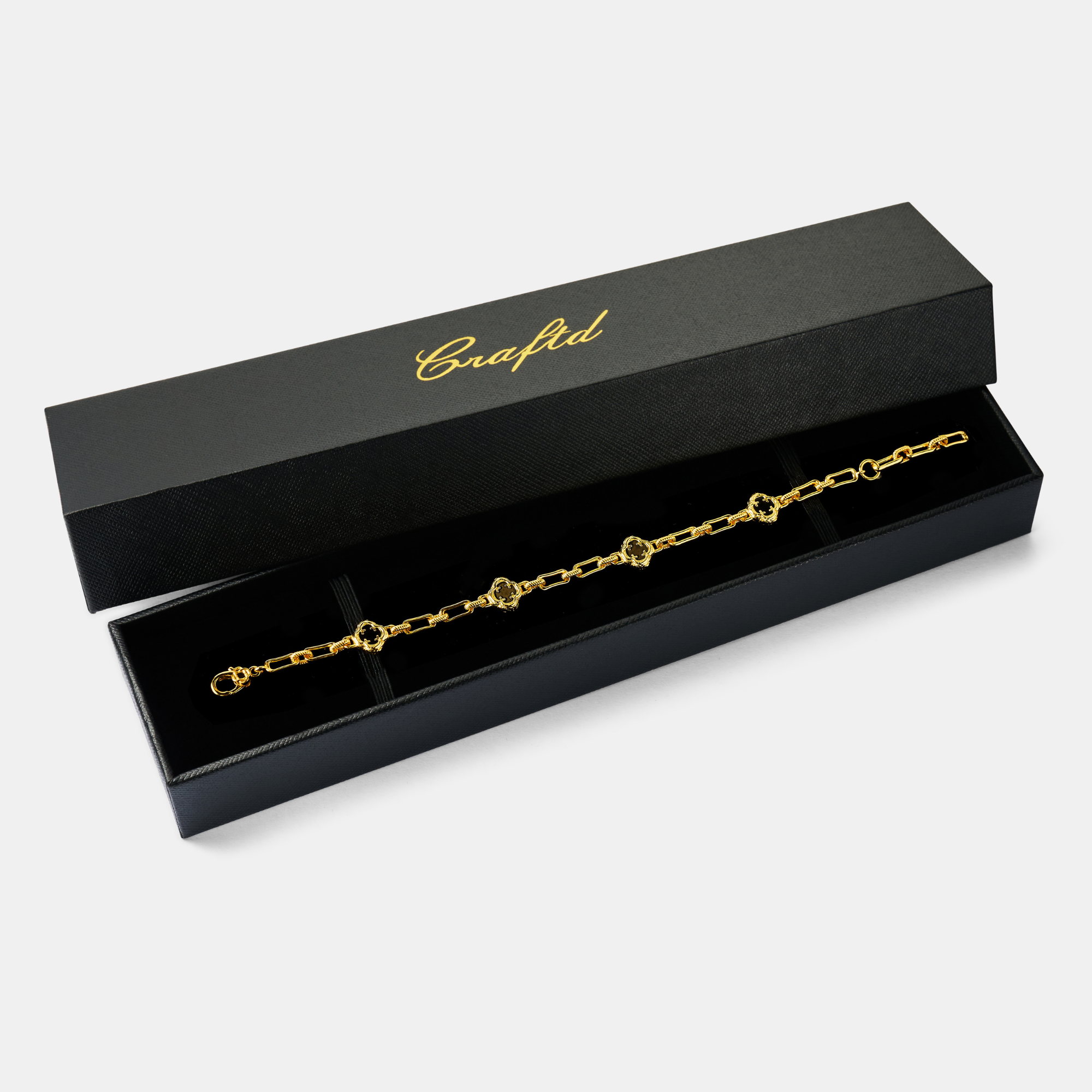 Melted Onyx Clover Stone Bracelet (18ct Gold) | Sterling Silver