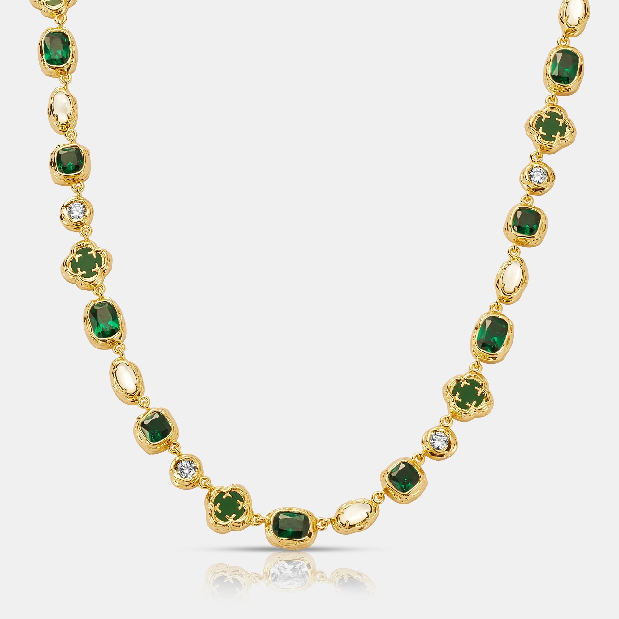 アクセサリー CRAFTD London Melted Emerald Necklace Melted Emerald Gemstone Necklace (Gold)