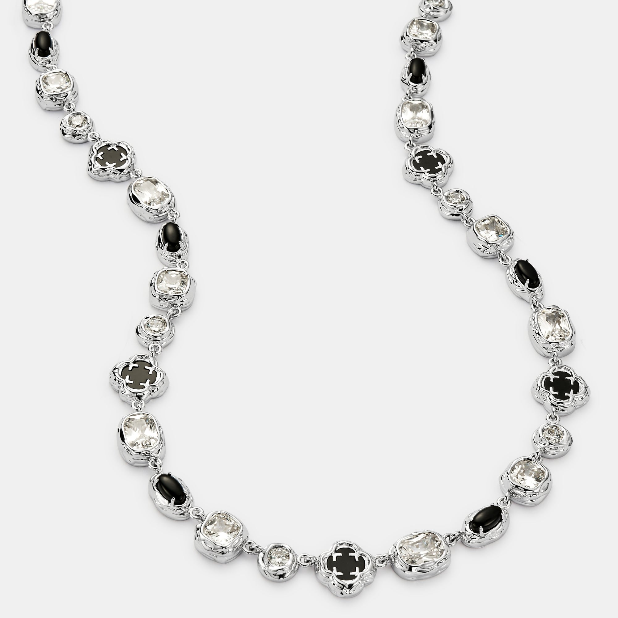 Melted Onyx Gemstone Necklace (Silver)