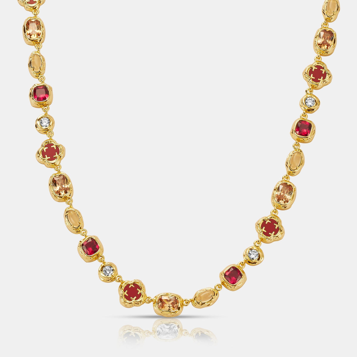 Melted Ruby Gemstone Necklace (Gold)