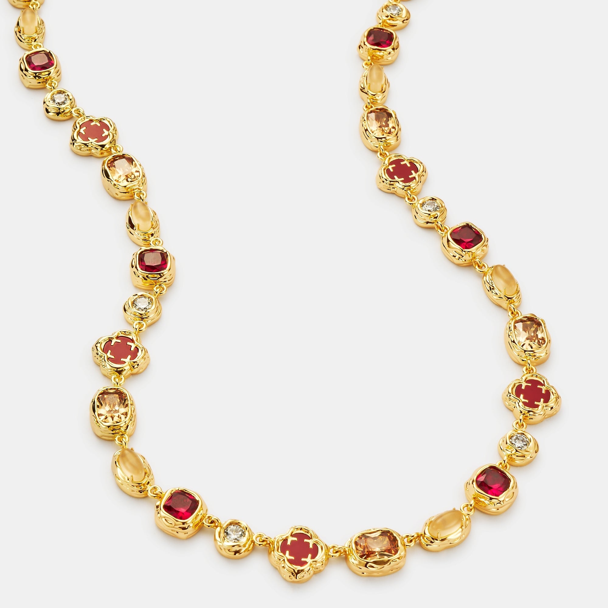 Melted Ruby Gemstone Necklace (Gold)