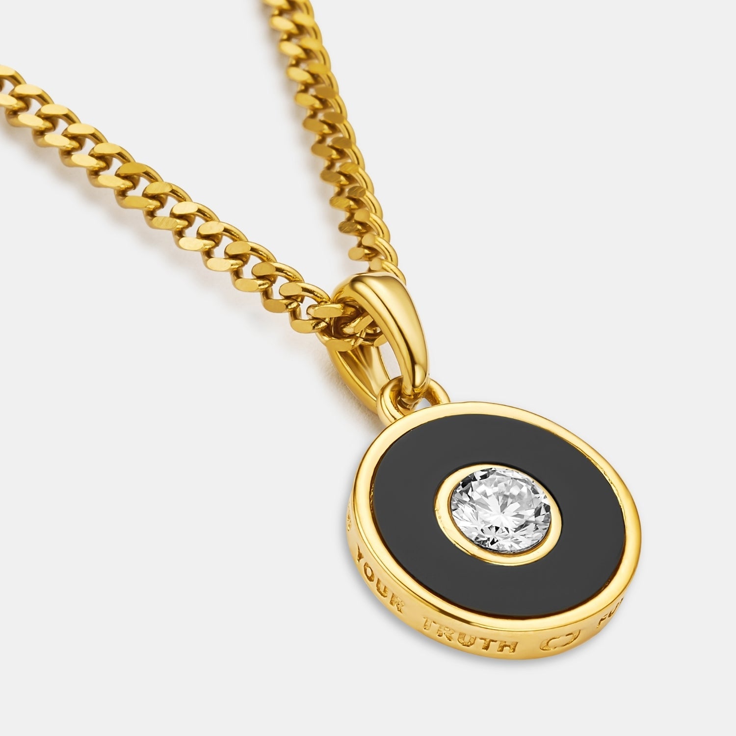 Onyx Round Gem Pendant (Gold)