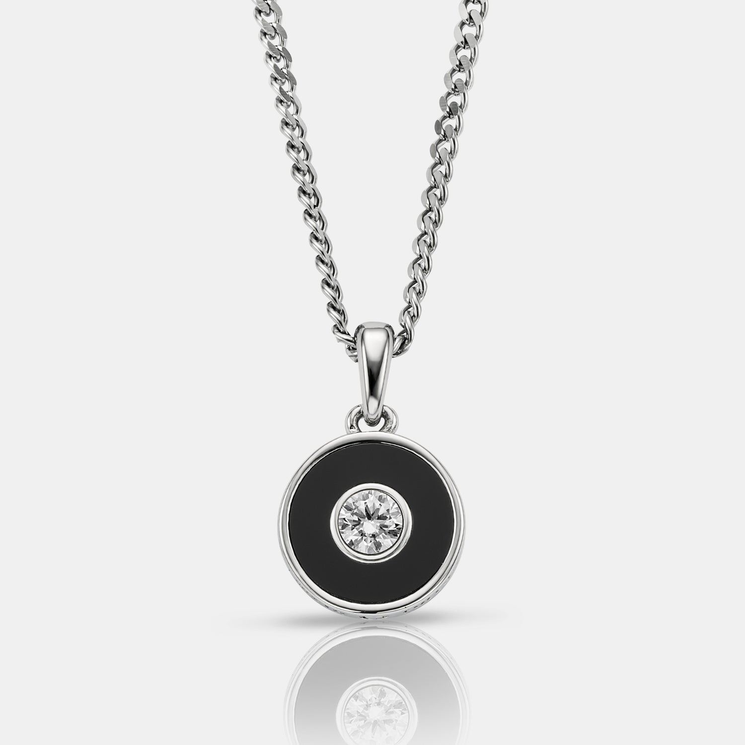 Onyx Round Gem Pendant (Silver)