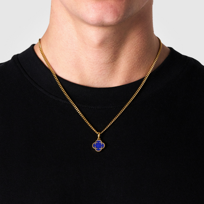 Blue Clover Stone Pendant (Gold)