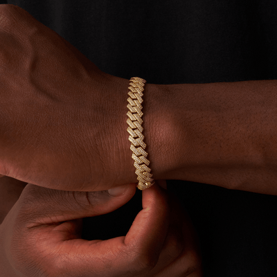 Pulsera cubana con eslabones de púas (oro) de 8 mm