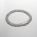 Pulsera cubana helada con eslabones de púas (plata) de 8 mm