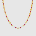 Collar de trébol con piedras preciosas rojas (oro)