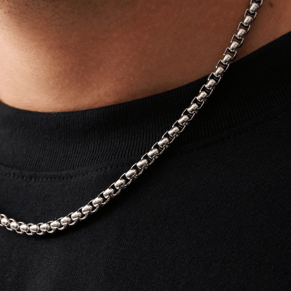 Men's Round Box Chain 5mm (Silver)