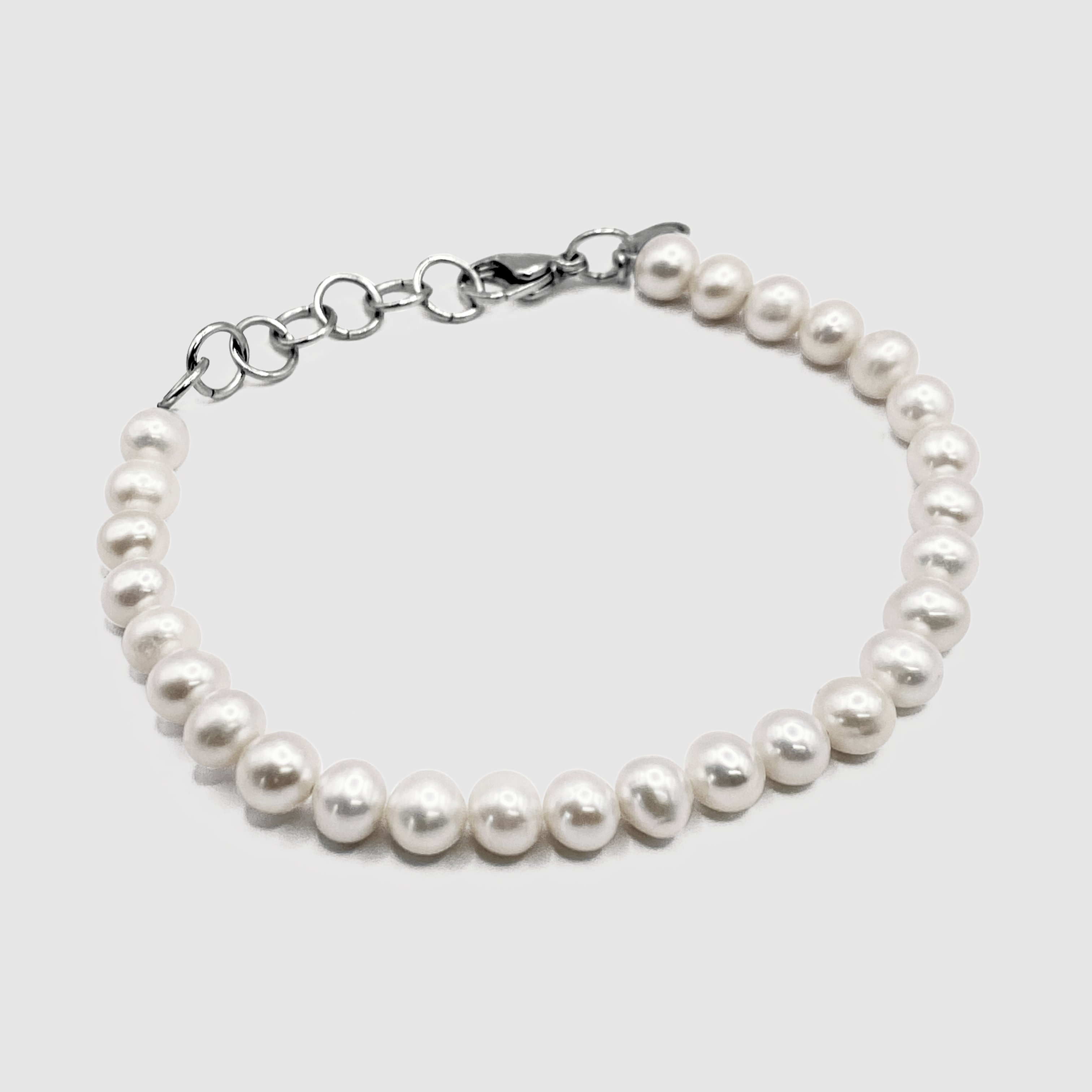 Pearl Bracelet 92.5 Sterling Silver Pearl moti bracelet Round Pearls  flexible for Girls Women's Comfortable Durable – Jain Silver