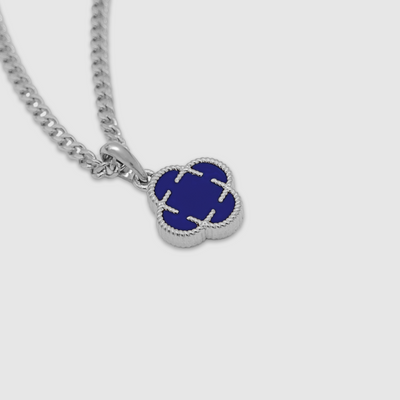 Blue Clover Stone Pendant (Silver)