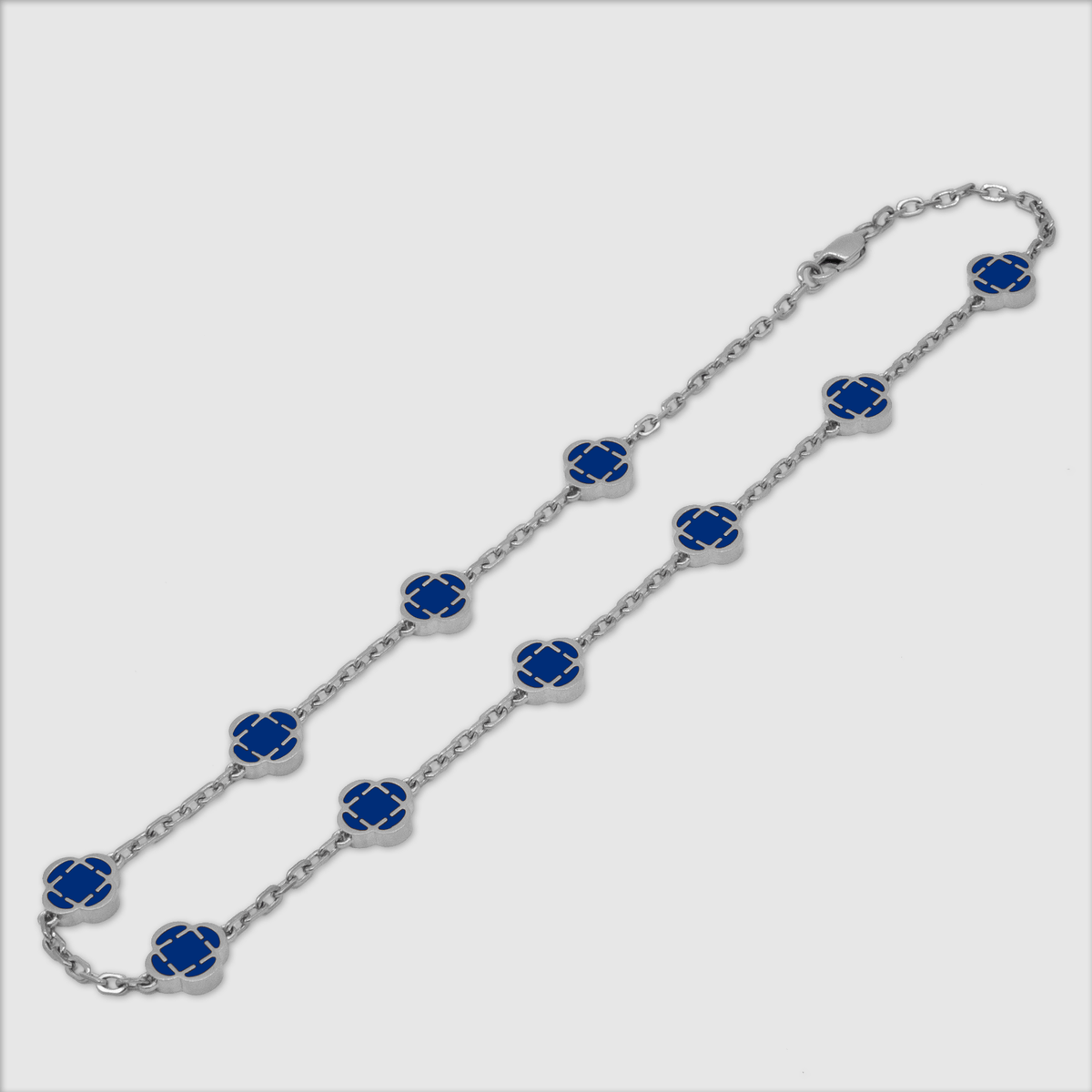 CRAFTD London ネックレス BLUE CLOVER STONE NECKLACE Blue Clover Stone Pendant (Silver)