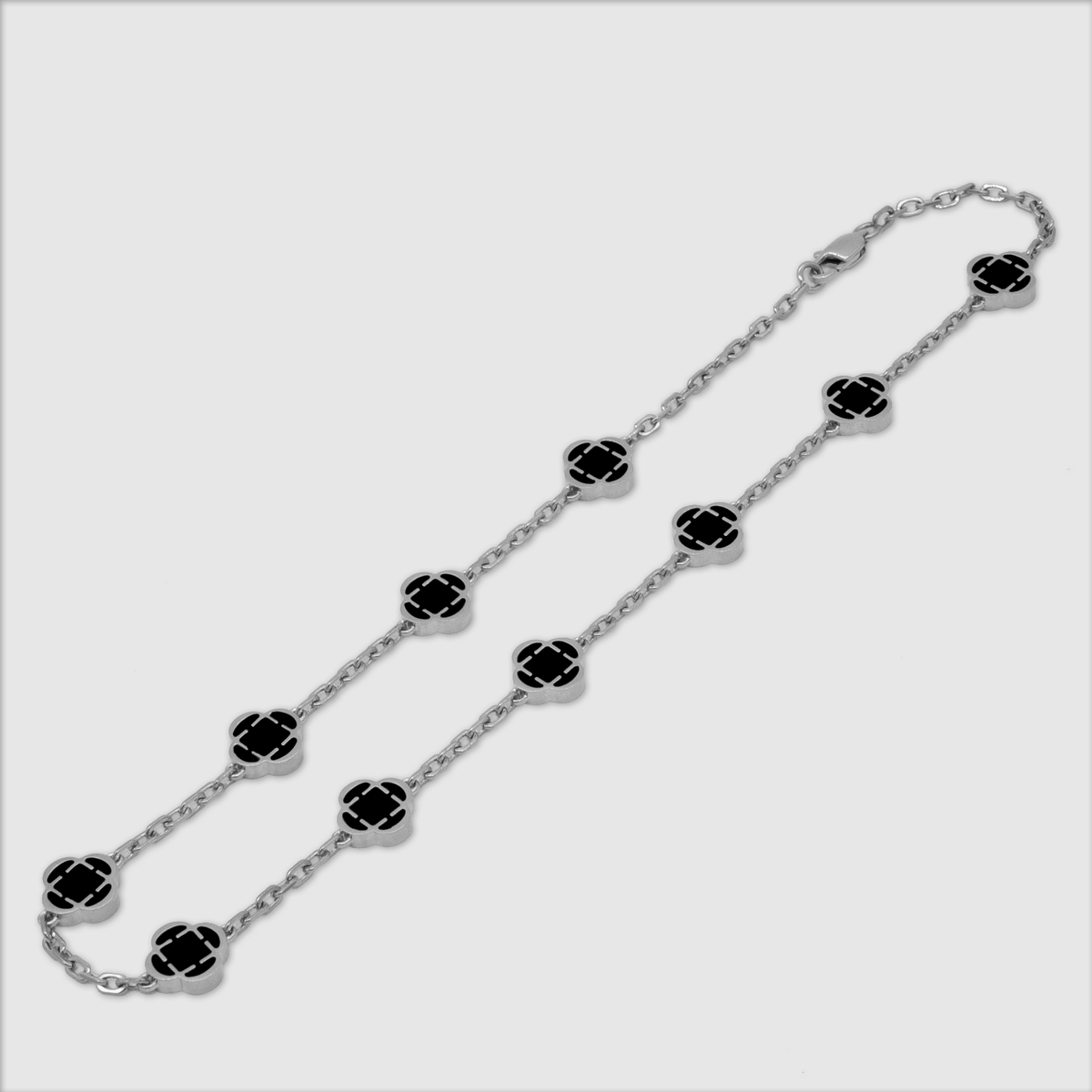 CRAFTD London ネックレス ONYX CLOVER STONE NECKLACE オニキス Onyx Clover Stone Necklace (Silver)
