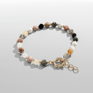 Pulsera de cuentas de piedra (oro)