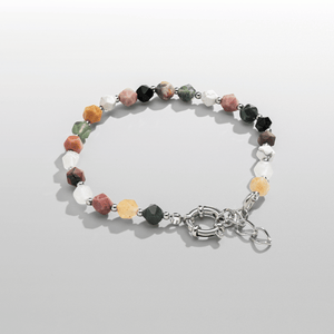 Pulsera de cuentas de piedra (plata)