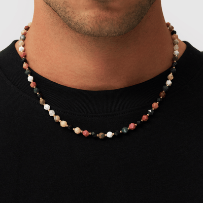 Stone Beaded Necklace (Gold)