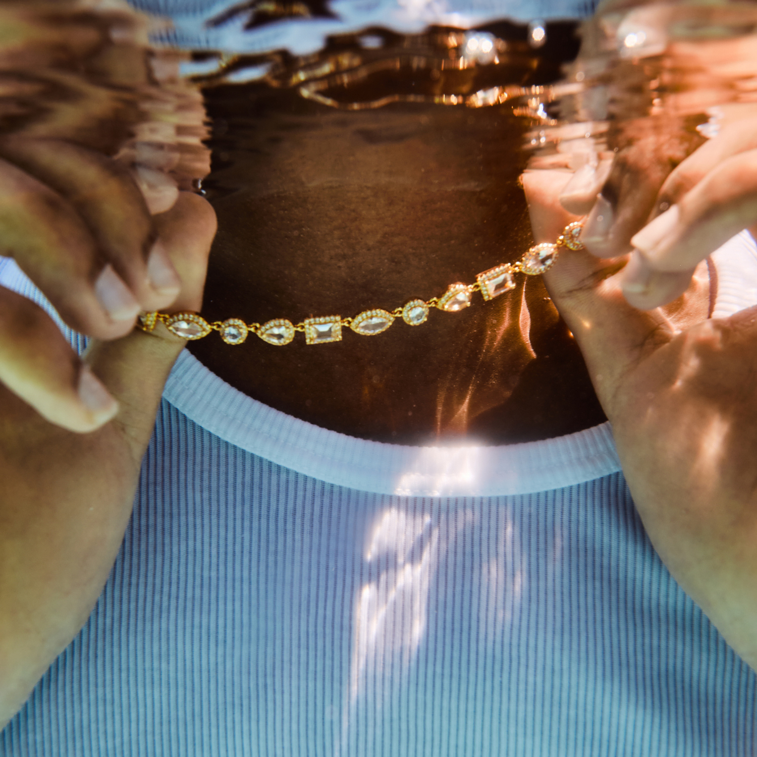 Mixed Cluster Linked Necklace (Gold)