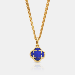 Colgante de piedra de trébol azul (oro)