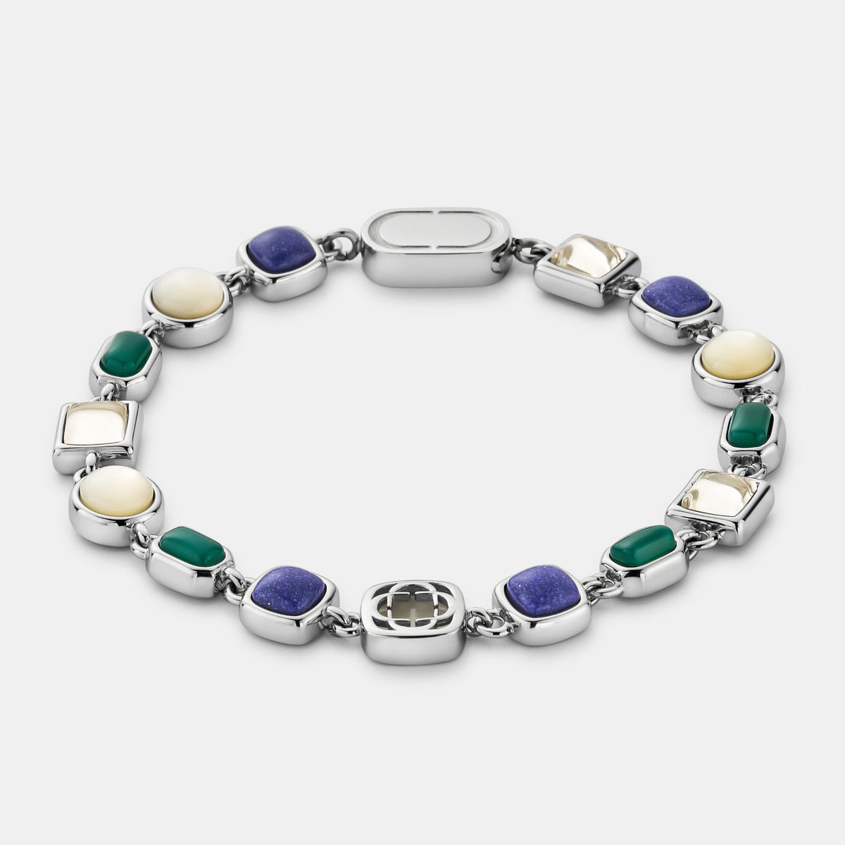 Blue Crystal Gemstone Bracelet (Silver)