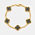 Pulsera de piedra de trébol de ónix (oro)