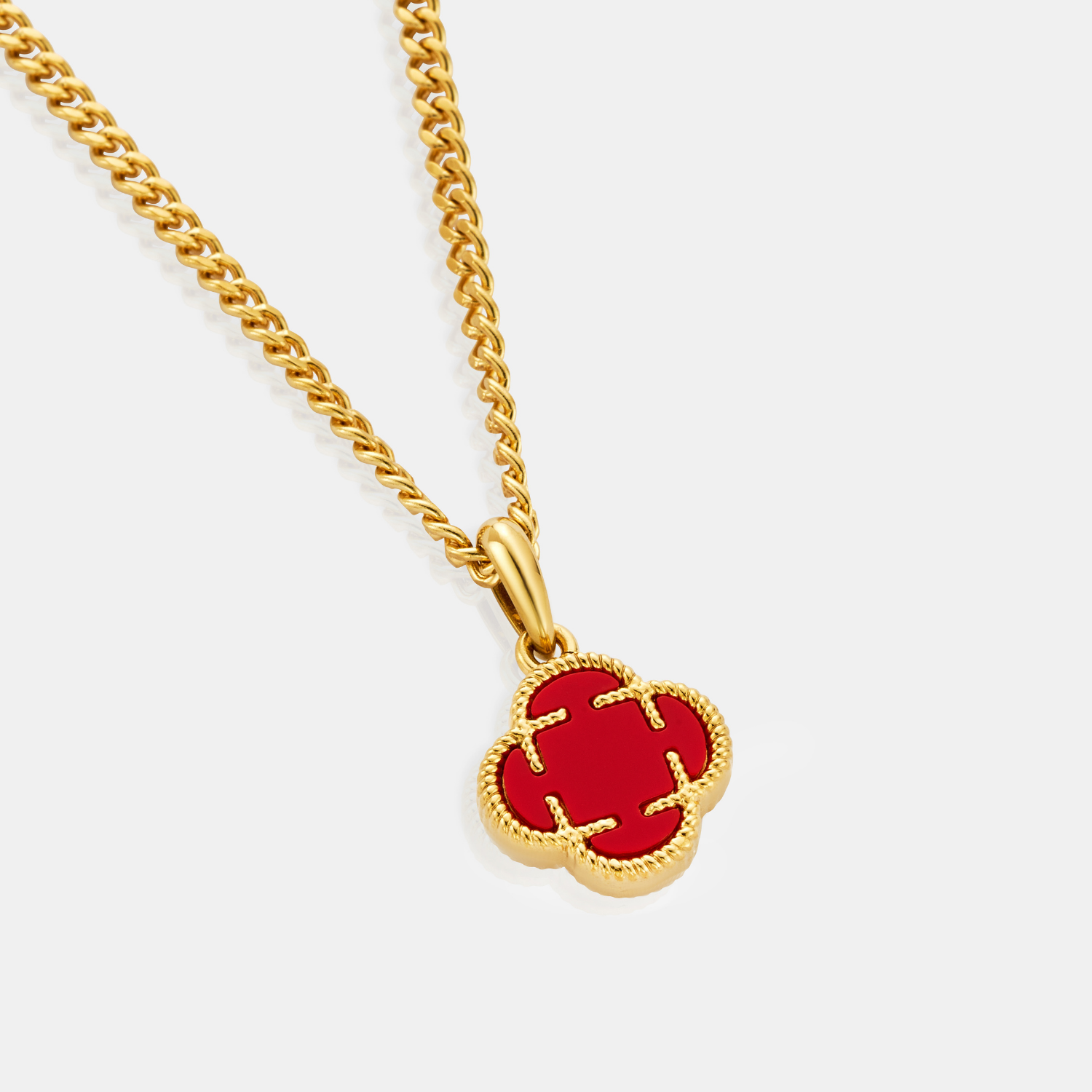 Red Clover Stone Pendant (Gold)