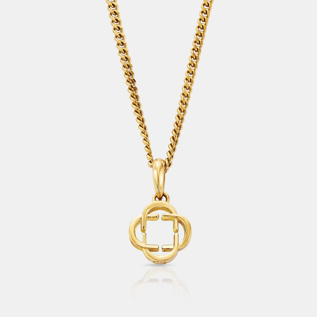 Lucky Clover Men's Pendant Necklace (Gold)